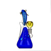 High-quality borosilicate glass recycler bong with blue dolphin and yellow bowl