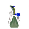 Glass recycler bong: Dolphin-shaped water pipe with green base, blue accents, high-quality borosilicate