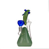 Glass recycler bong with a green base and blue dolphin accents made of high-quality borosilicate glass