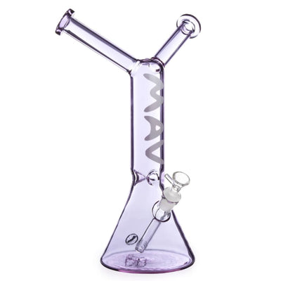 Beaker-style MAV glass piece with branding in Dope Art Tee and MAV Glass Piece for Two set