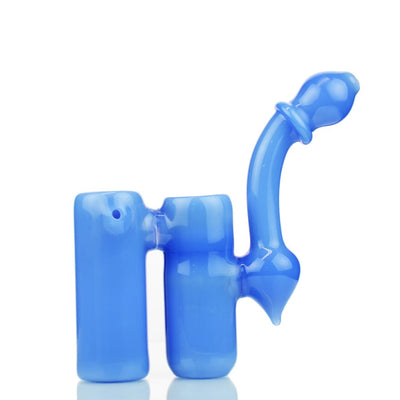 Double Chamber Bubbler Color Tube Glass with Curved Stem and Dual Chambers