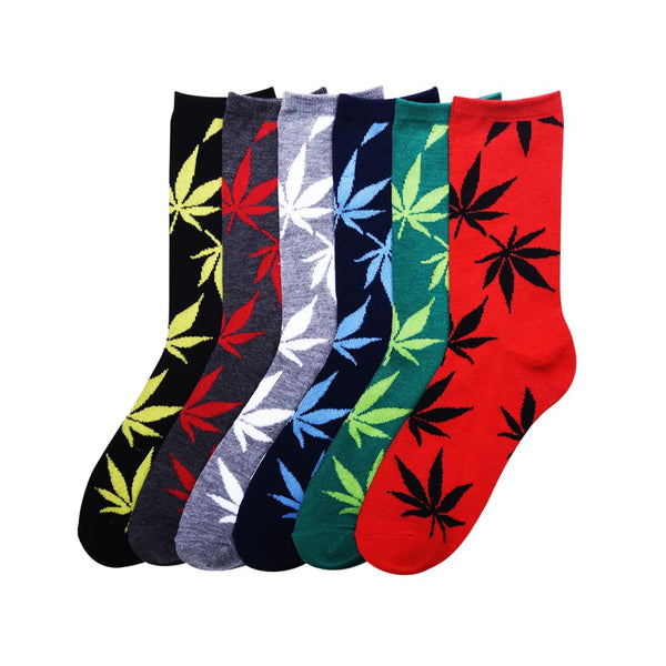 One Dozen Mix Colors Fashion Mamia Socks With Weed Leaf