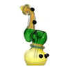 Duotone fumed glass bubbler with yellow and green sections, perfect gold-fumed glass piece