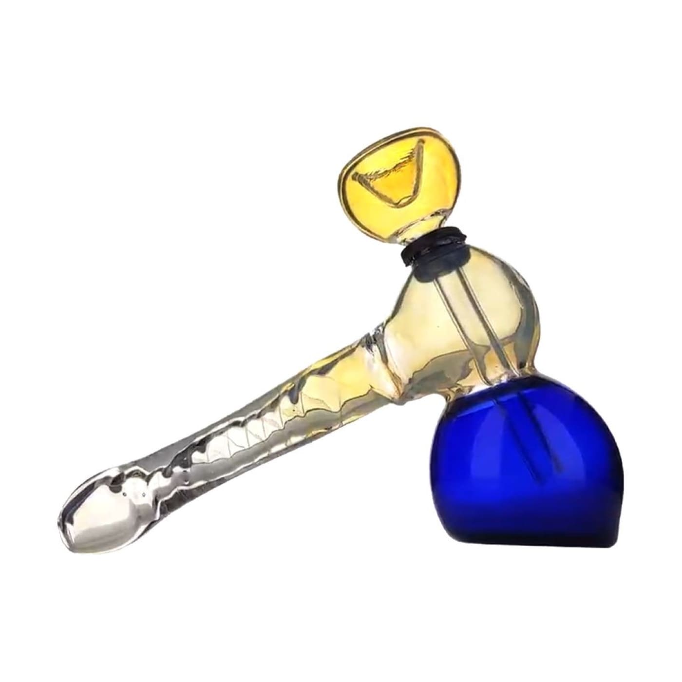 Gold Fumed Glass Hammer Bubbler With Double Bubble Design - Stylish glass hand pipe