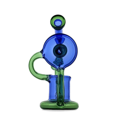 Duotone Inline Recycler - Premium Scientific Glass Rig with blue and green coloration