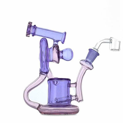 Duotone Inline Recycler: Premium scientific glass rig with purple and pink chambers