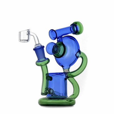 Colorful Duotone Inline Recycler: Premium Scientific Glass Rig with multiple chambers and curves