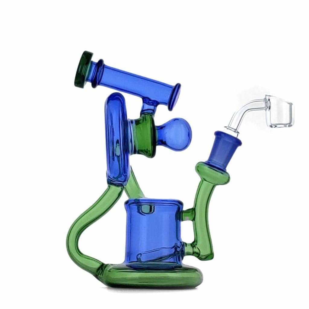 Duotone Inline Recycler - Premium Scientific Glass Rig with blue and green chambers