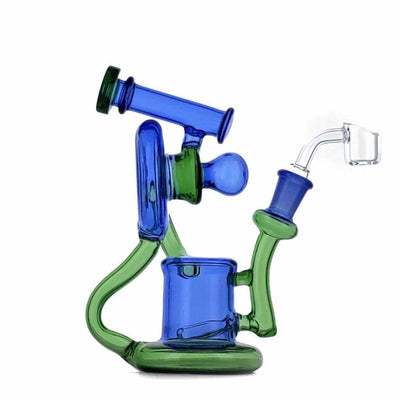 Duotone Inline Recycler - Premium Scientific Glass Rig with blue and green chambers