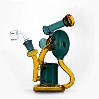 Colorful Duotone Inline Recycler - Premium Scientific Glass Water Pipe with Multiple Chambers