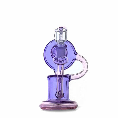 Purple Duotone Inline Recycler - Premium Scientific Glass Rig with Circular Chamber and Handle