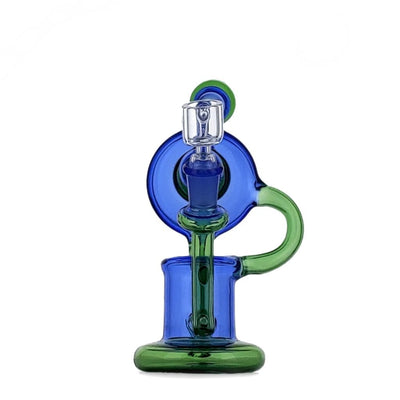Duotone Inline Recycler - Premium Scientific Glass Rig with blue and green coloration