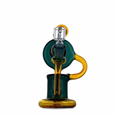 Duotone Inline Recycler showcasing green and yellow coloring with circular percolator design