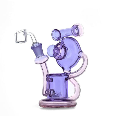 Duotone Inline Recycler - Intricate purple glass water pipe with multiple chambers