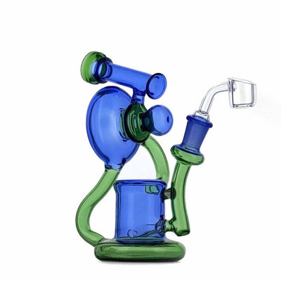 Duotone Inline Recycler - Premium scientific glass water pipe with blue and green design
