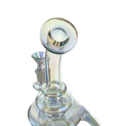 Astro Recycler Glass Water Pipe With Circular Mouthpiece And Flared Base For Bubbling Water Infusion