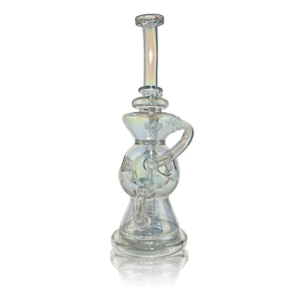 Astro Recycler Glass Water Pipe With Curved Neck And Spherical Chamber For Bubbling Infusion