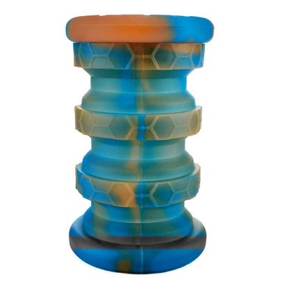 Multicolor extendable silicone jars with hexagonal tiers for smaller smoking accessories