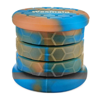 Multicolor extendable silicone jars for smaller smoking accessories with hexagonal patterns