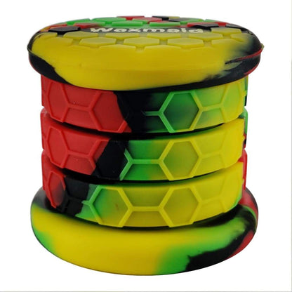 Multicolor extendable silicone jars with hexagonal patterns for smaller smoking accessories