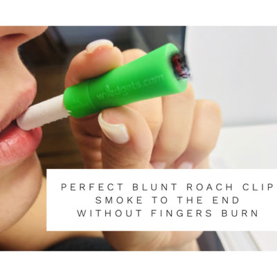 Green plastic perfect roach clip and filter adapter for holding cigarettes or joints in weed pipes
