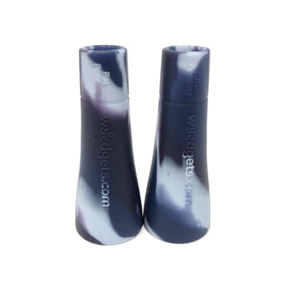 Two marbled blue and white containers for the perfect roach clip and filter adapter for weed pipes