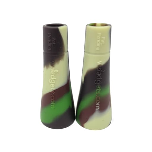 Two camouflage-patterned silicone vases: Perfect Roach Clip and Filter Adapter for Weed Pipes