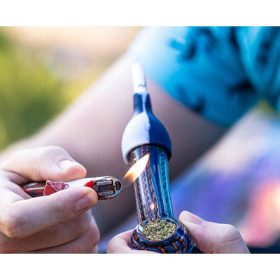 Lighting marijuana in Xlarge Weed Pipes with Smoke Blocker & Resin Adapter