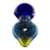 Colorful Fumed Fountain Pendant Pipe - Blue and Gold Glass Smoking Device