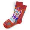 Colorful Funky Frenchy Novelty Socks with cartoon French Bulldog and abstract patterns