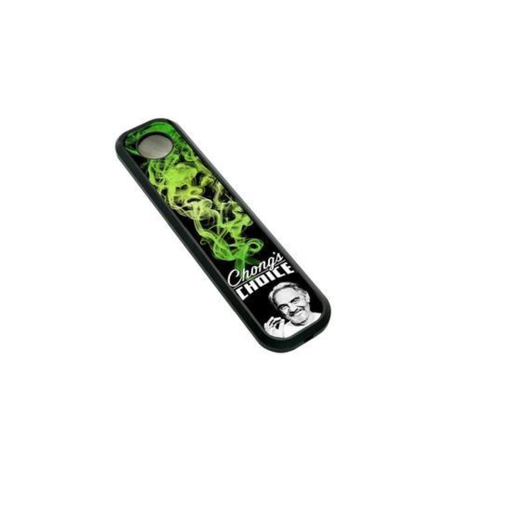 Bottle opener with green smoke design and ‘Cheech’s Choice’ on Genius Pipe: original design