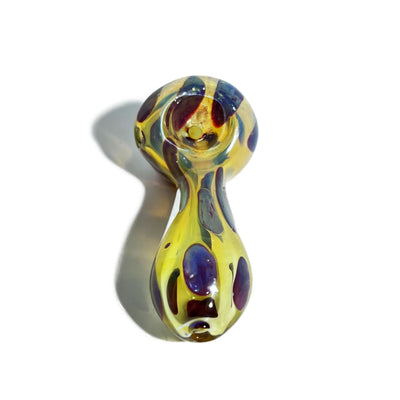 Mini 2.5 inch yellow glass hand pipe with colorful spots