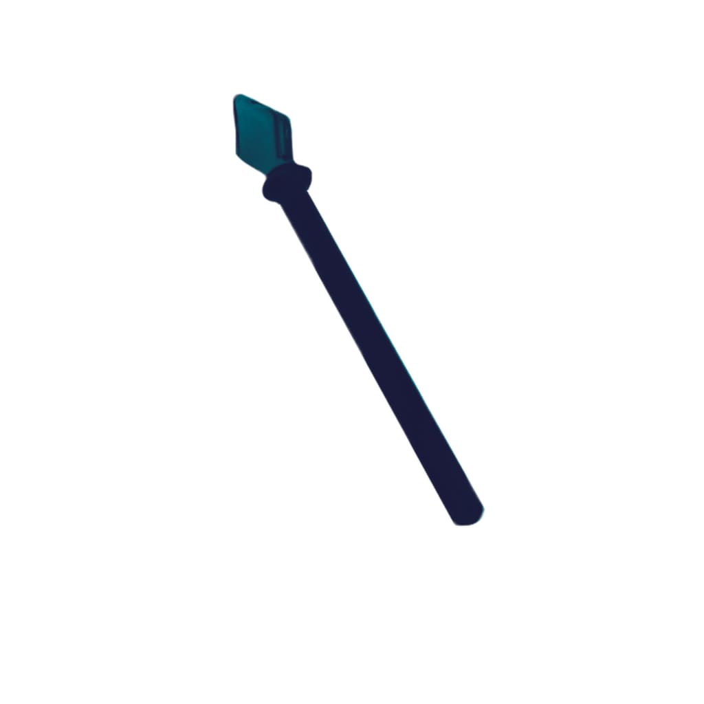 Dark blue hoe with teal blade head, part of the Unique Handmade Glass Wand Dabber