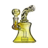 Elegant Gold Fumed Mini Dab Rig with Curved Neck, Yellow-Green Glass and Percolator