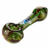 Granitized glass pipe featuring swirling green and reddish colors for unique and colorful art