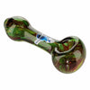 Granitized glass pipe with green, brown swirls & blue flame design – Unique functional art