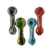 Colorful granitized glass pipe with bulbous ends and swirled patterns – unique functional art