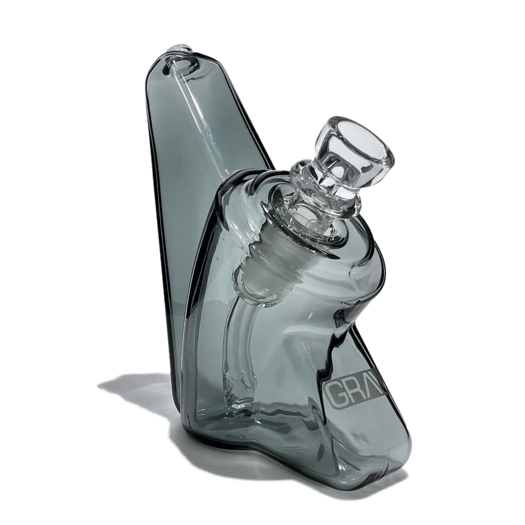 Grav® Webge Bubbler with 14mm cup bowl and 45° male banger in a unique glass design