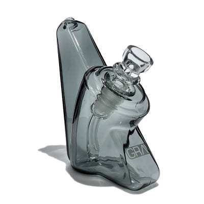Grav® Webge Bubbler with 14mm cup bowl and 45° male banger in a unique glass design
