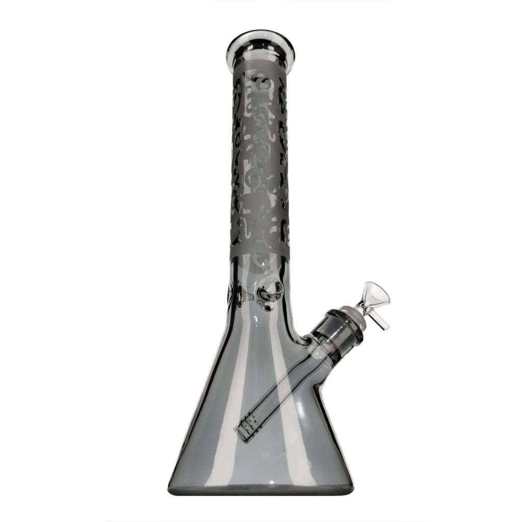 Gray glass bong in heavy-duty waterpipe made from 7mm thick frosted glass
