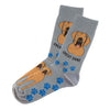 Great Dane Fun Crew Design Socks - Gray with Great Dane Dogs and Blue Paw Prints