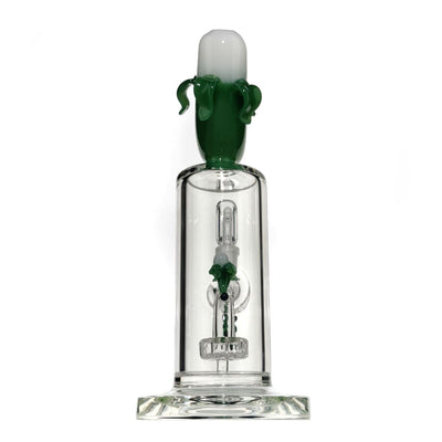 Banana dab rig with fixed showerhead percolator and sculpted banana mouthpiece