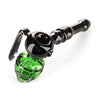 Eye-catching grenade bubbler: black stem, green grenade-shaped bowl, premium glass pipe