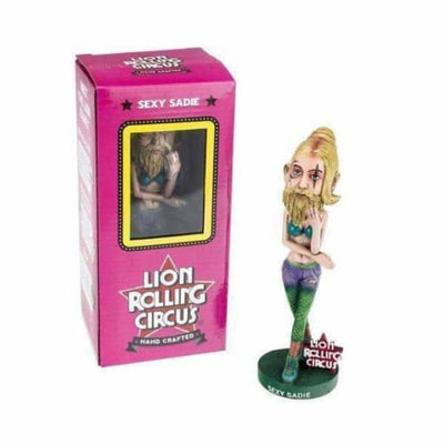 Mermaid-like character figurine in pink box, Lion Rolling Circus collectable bobblehead