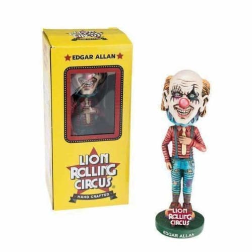 Bobblehead figurine of a clown from Lion Rolling Circus in original packaging box