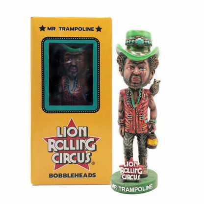 Mr. Trampoline Bobblehead in green hat and red vest from Lion Rolling Circus collectable dolls