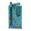 Handmade acrylic color splash vape device or e-cigarette with a blue base and speckled design