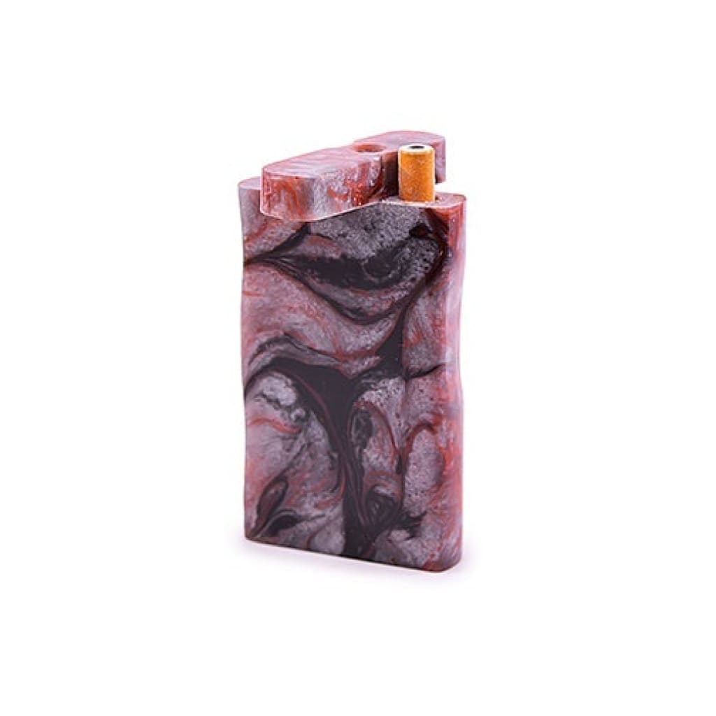 Handmade acrylic dugout with marbled red and black lava pot design