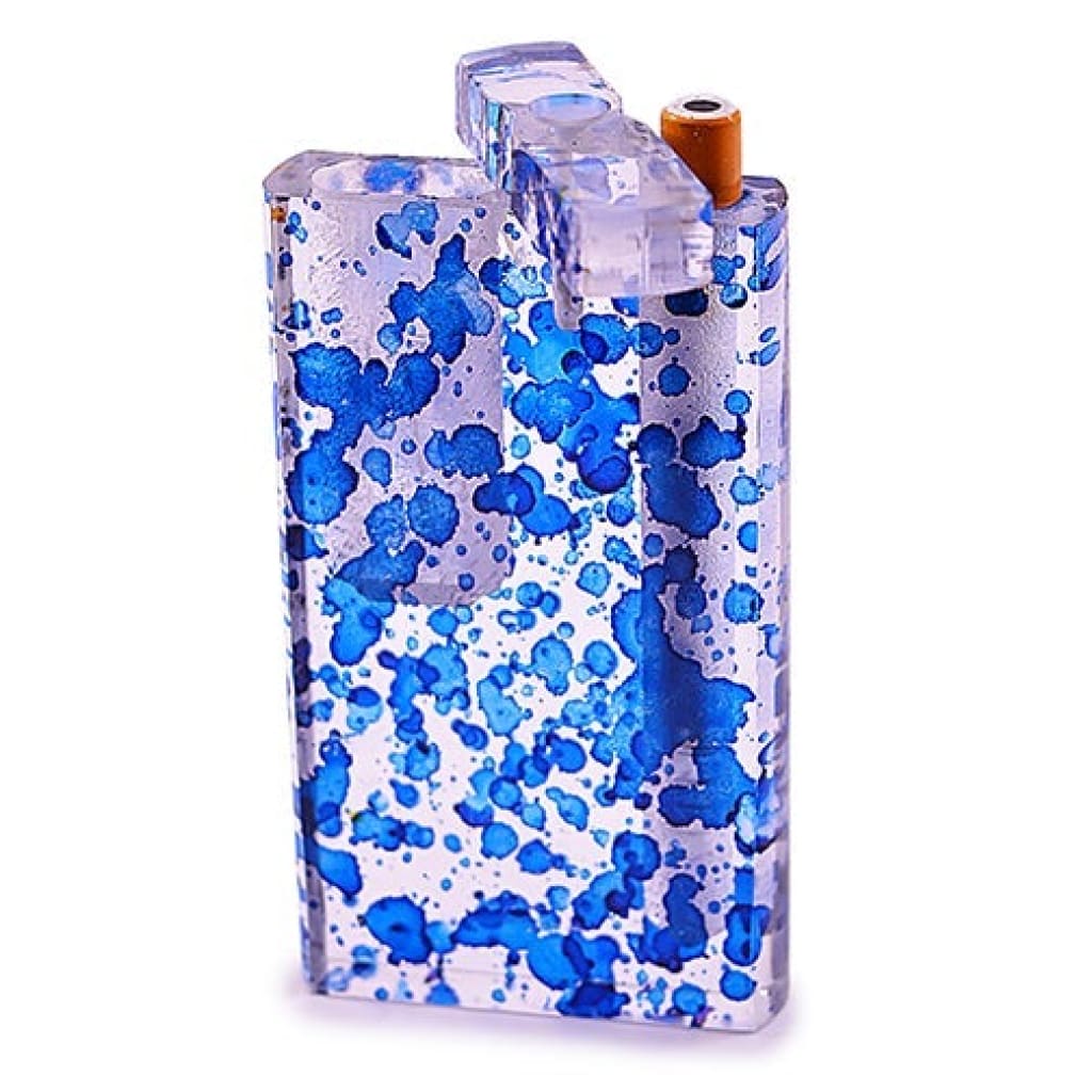Handmade acrylic dugout with blue speckled pattern and orange tip - popular smoking accessories