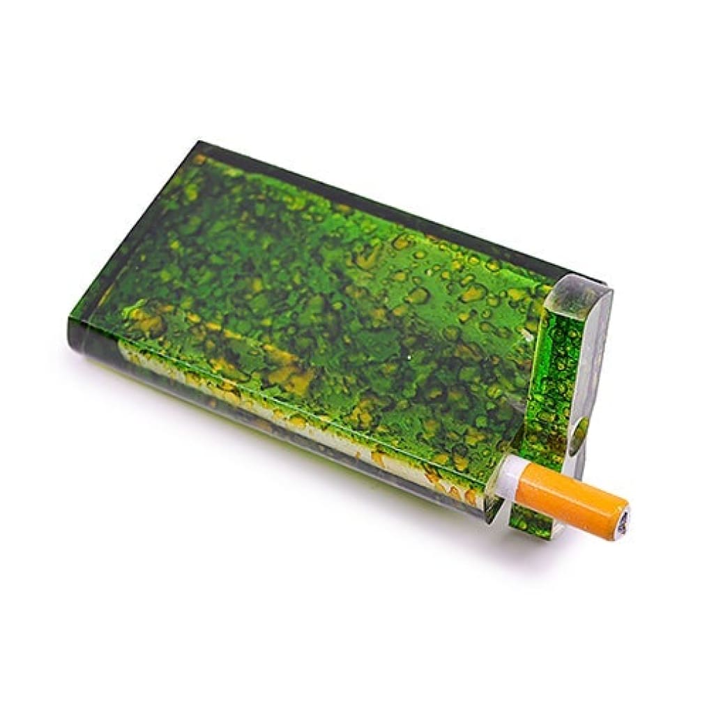 Green resin acrylic dugout with a cigarette, unique handmade smoking accessory